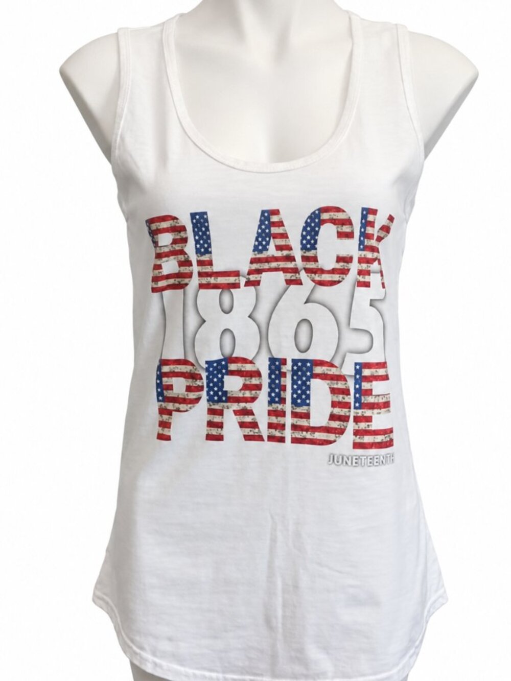 Medium Women’s White Black 1865 Pride Juneteenth Graphic Tank Top Sleeveless NWT